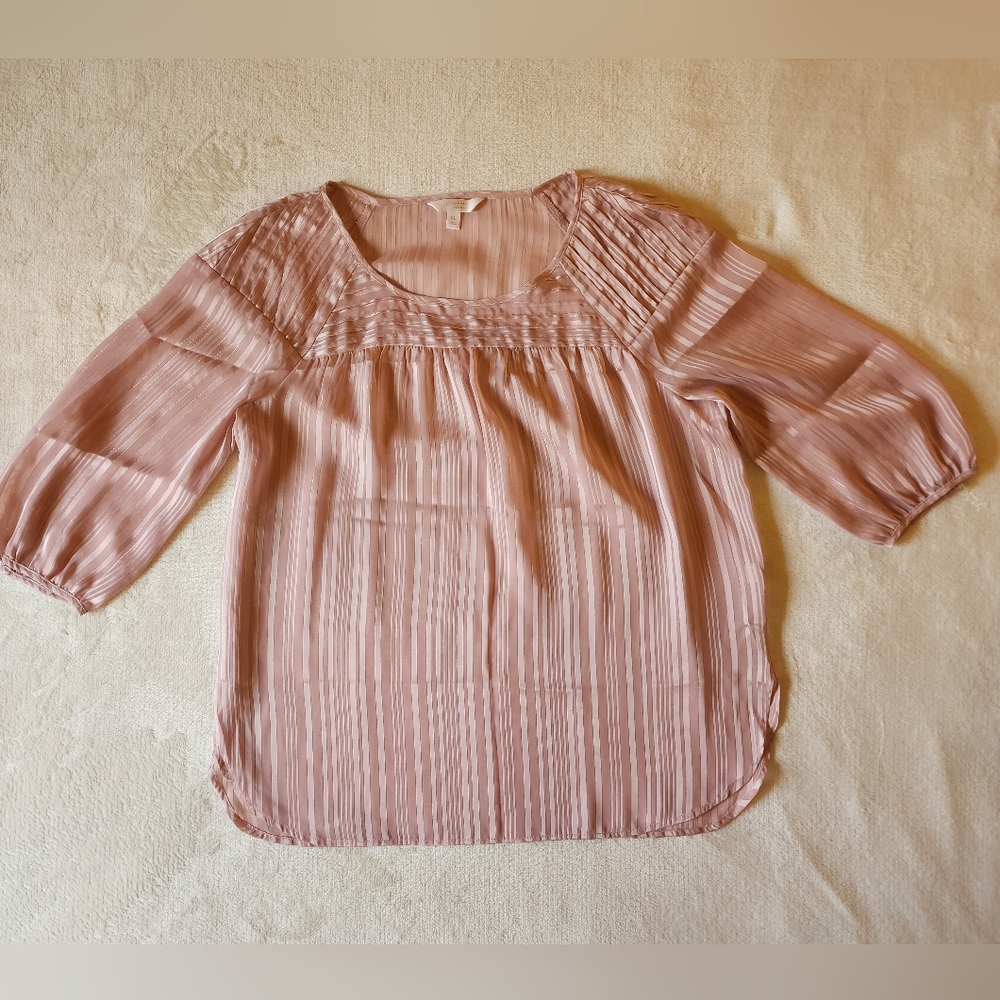 LC Lauren Conrad 3/4 Sleeve Sheer Blush Blouse size XL